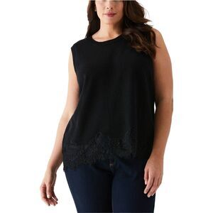 Ella Rafaella Womens Lace Trim Knit Sweater, Black, NWT